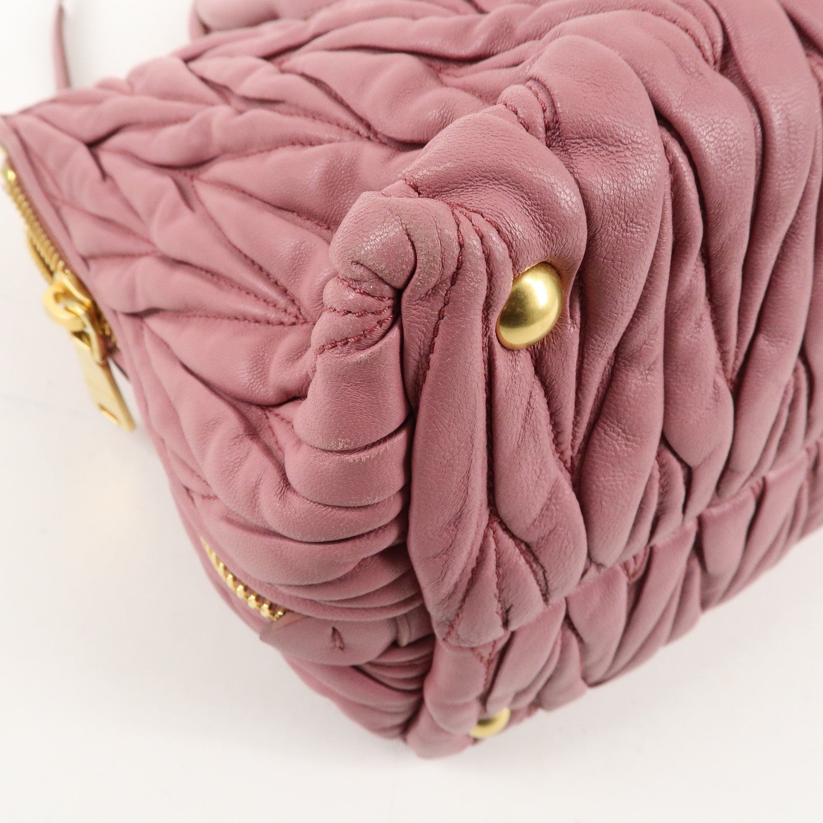 MIU MIU Matelasse Leather 2way Bag Shoulder Hand Bag Pink