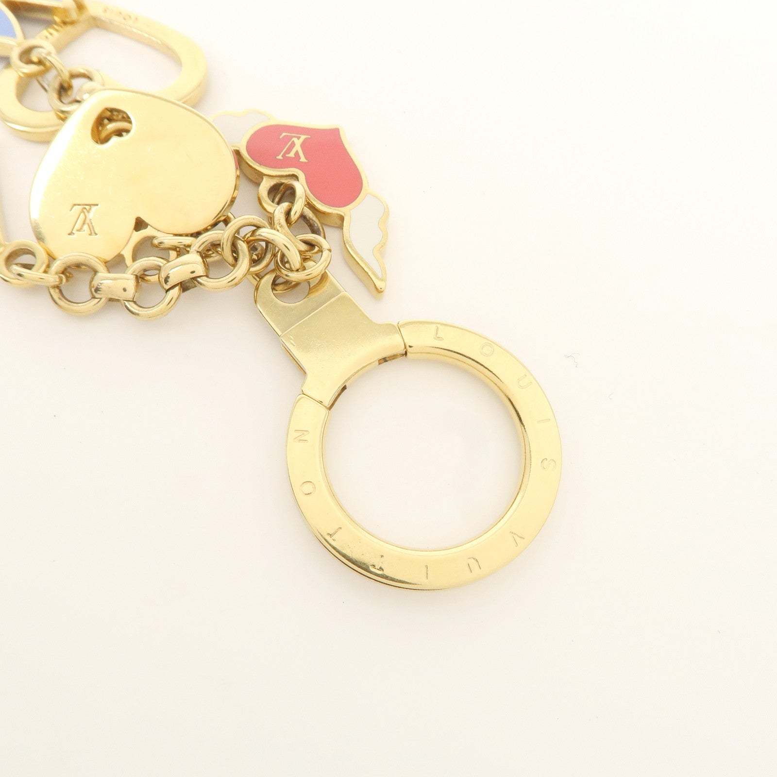 Louis Vuitton Porte Cles Message Charm Keychain Gold M66264 Used