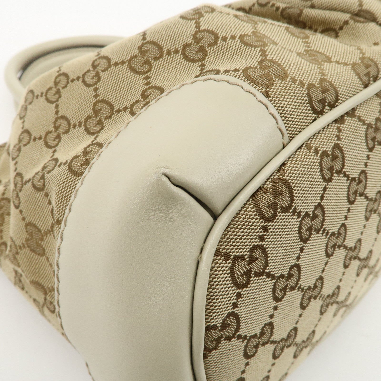 GUCCI Sukey GG Canvas Leather 2Way Bag Hand Bag Beige Ivory Used