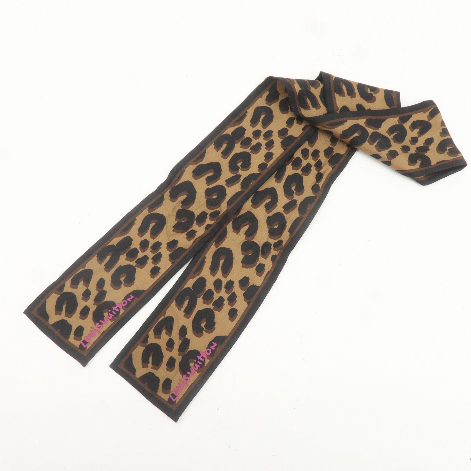 Louis Vuitton Bandeau Leopard 100% Silk Scarf Black M72394