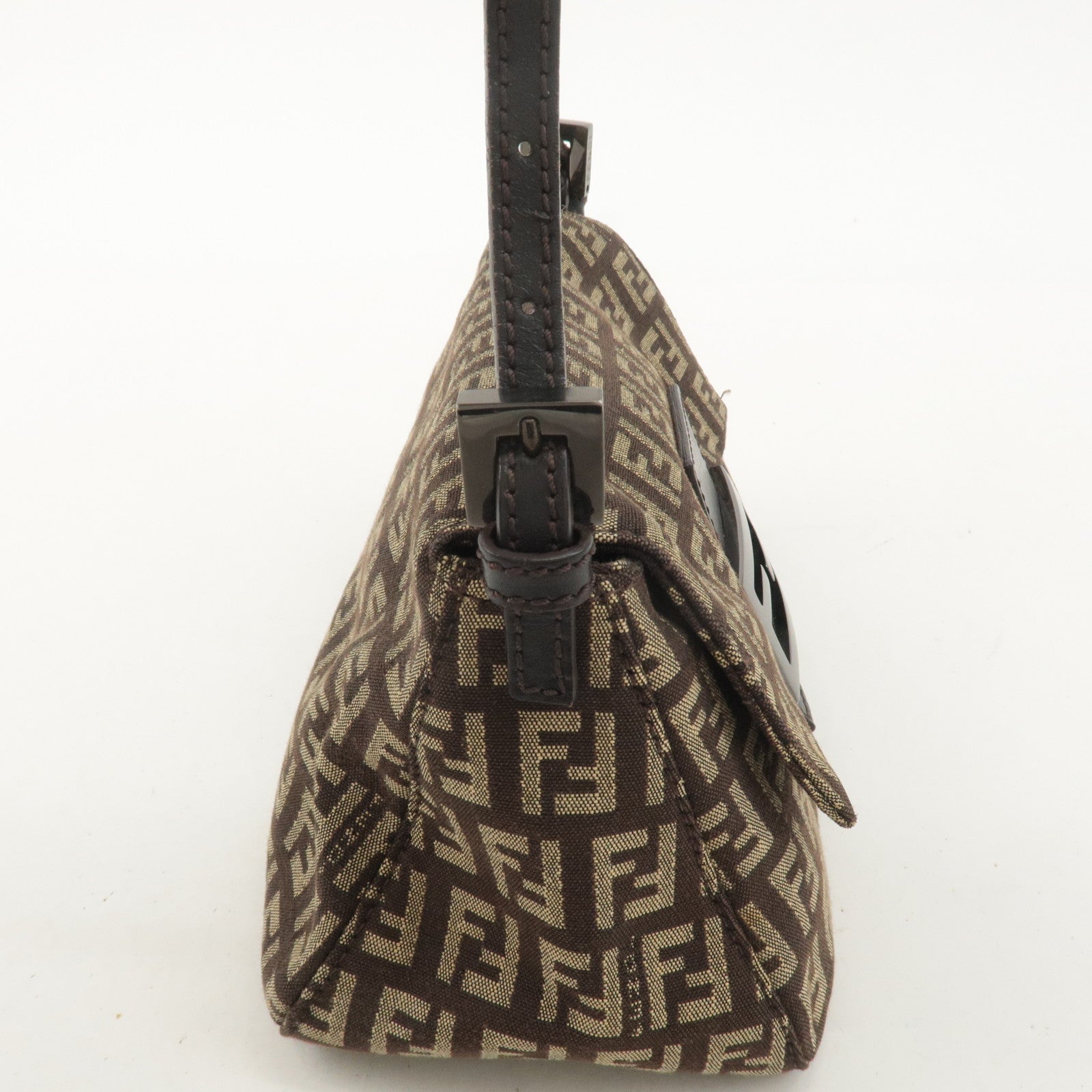 FENDI Zucchino Mini Mamma Baguette Canvas Leather Hand Bag 8BR180