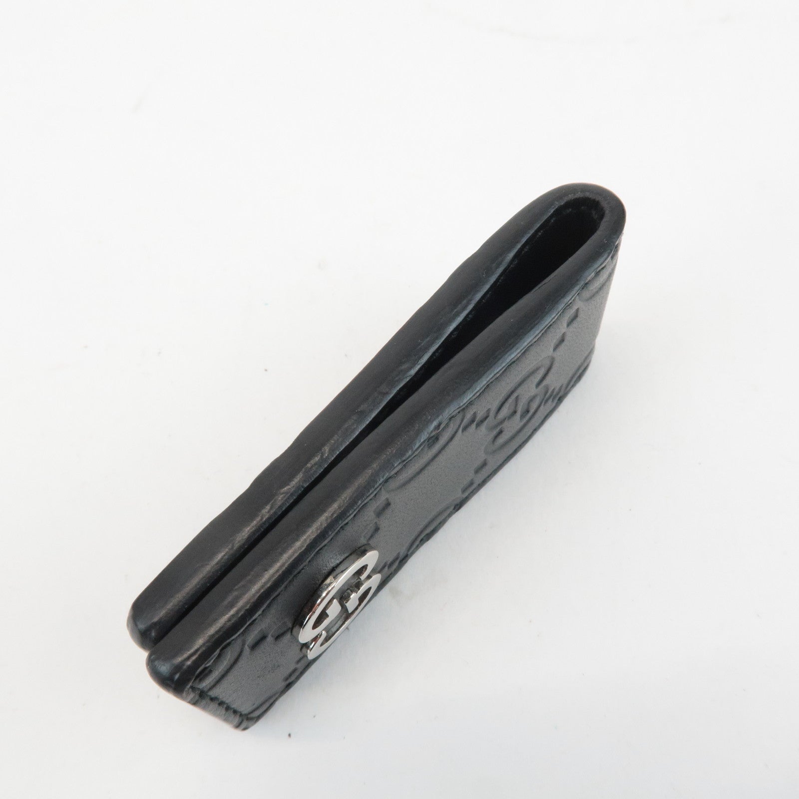 GUCCI Guccissima Leather Money Clip Bill Clip Black 522867 Used