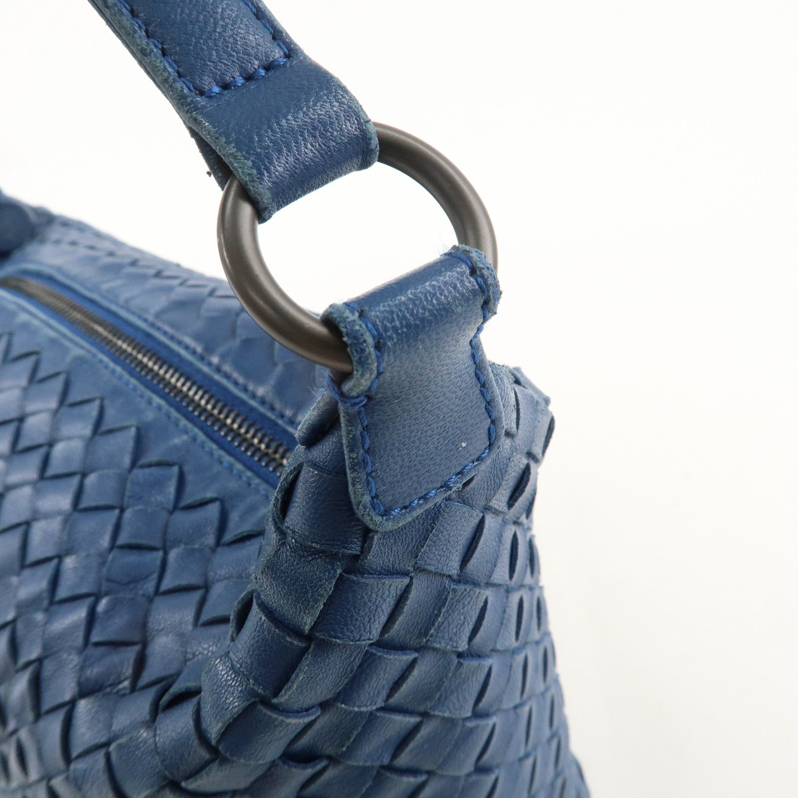 BOTTEGA VENETA Intrecciato Leather Shoulder Bag Blue 239988