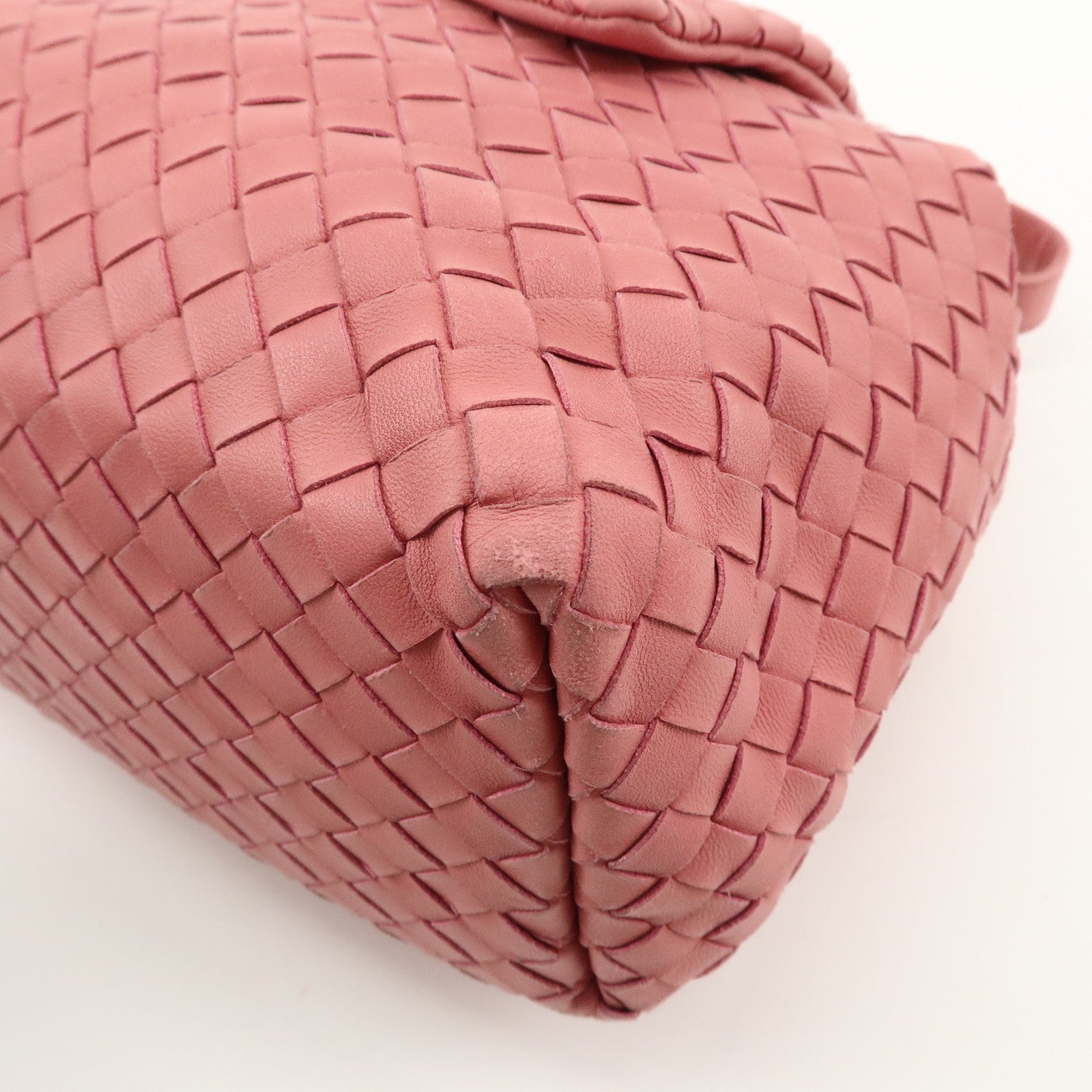 BOTTEGA VENETA Intrecciato Leather Shoulder Bag Pink 162117