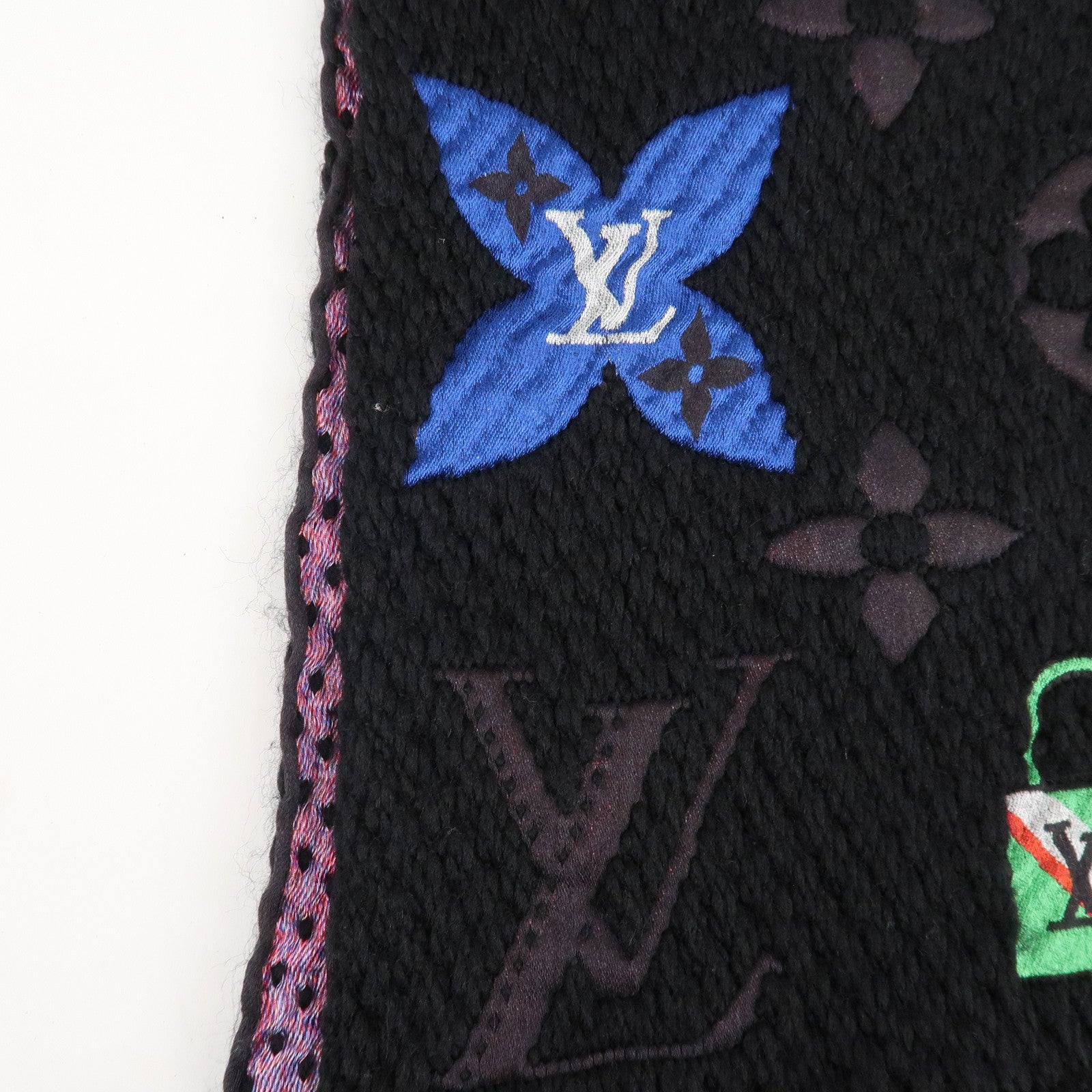 Louis Vuitton Escharpe Logo Mania Stories Scarf Black M71060 Used