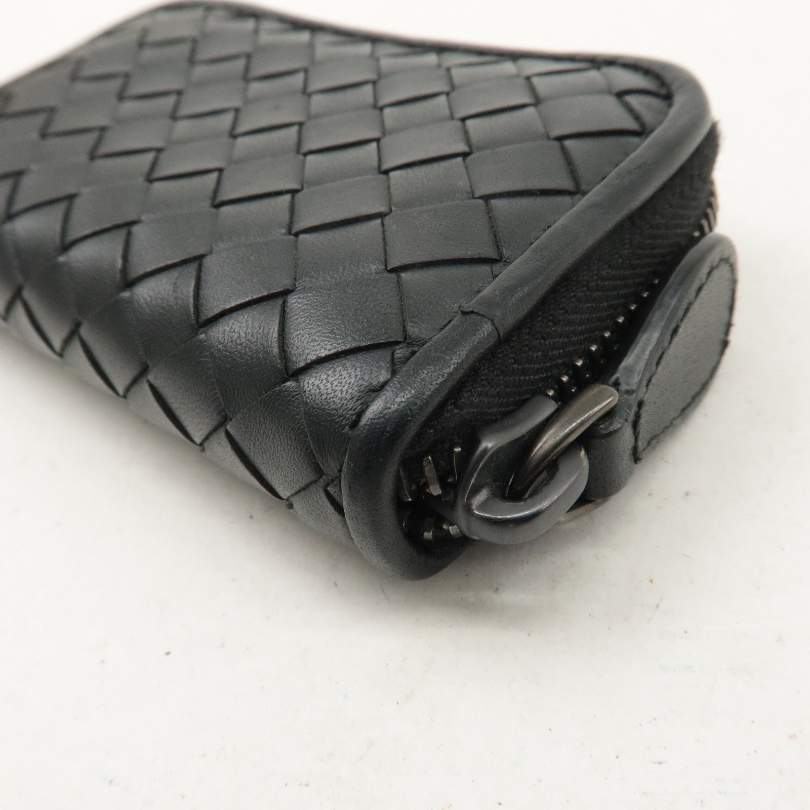 BOTTEGA VENETA Intrecciato Leather Coin Case Black 114075