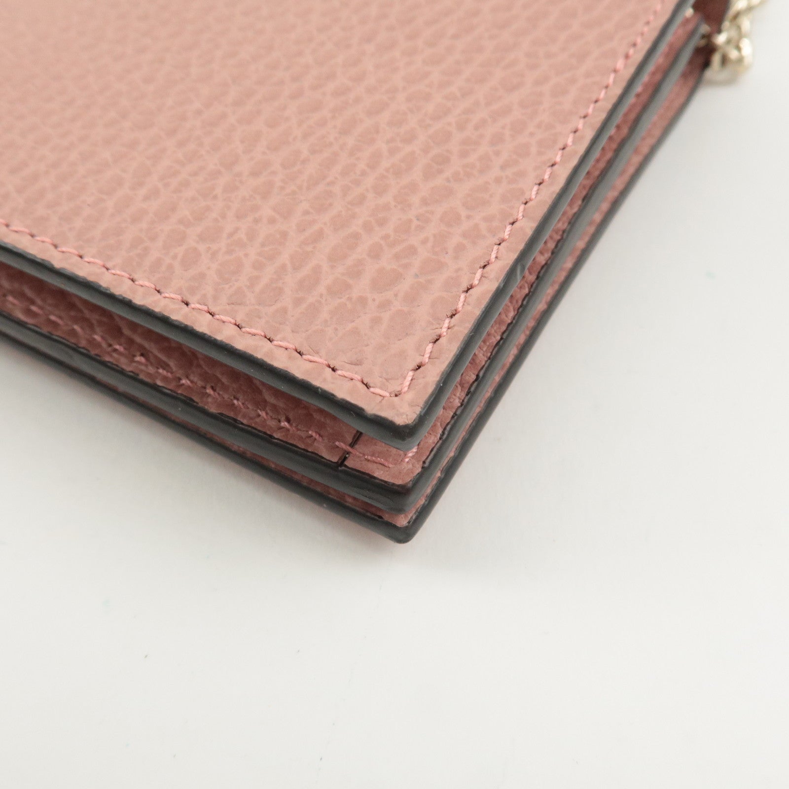 GUCCI Interlocking G Leather Chain Wallet Pink 466506