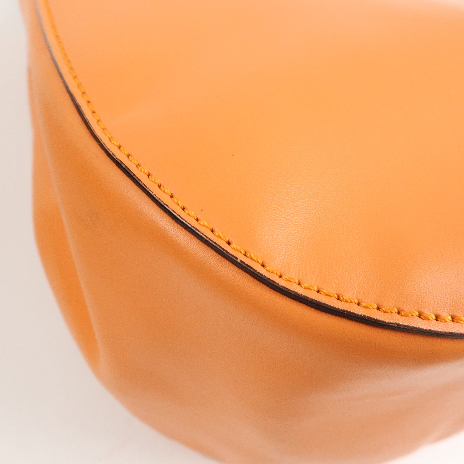 CELINE Leather Shoulder Bag Orange Used