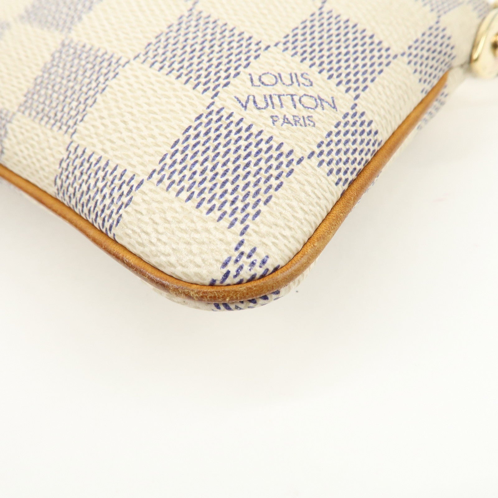 Louis Vuitton Damier Azur Pochette Milla MM Mini Pouch N60027 Used