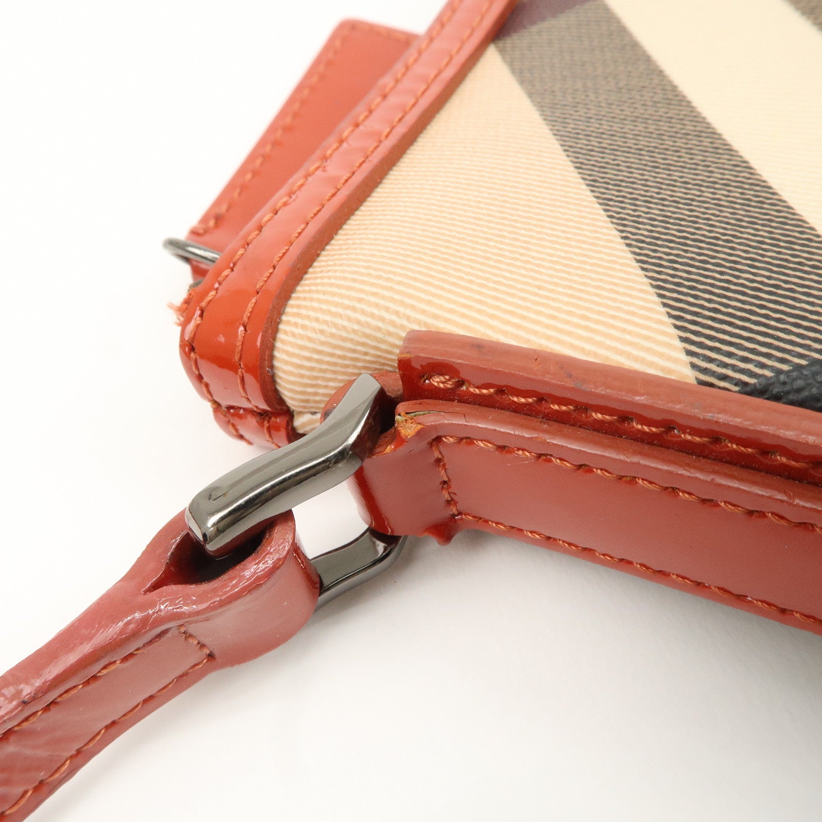 BURBERRY PVC Leather Shoulder Bag Crossbody Bag Beige Orange