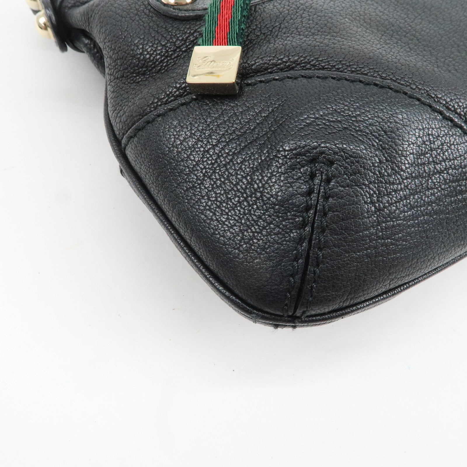 GUCCI Sherry Leather Chain Shoulder Bag Hand Bag Black 153011