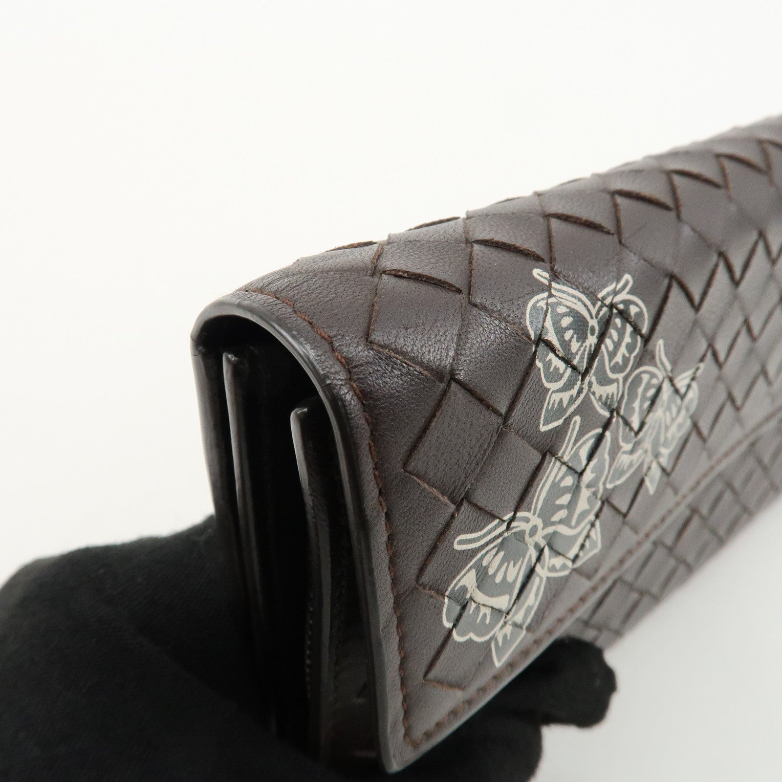 BOTTEGA VENETA Intrecciato Leather Bi-fold Long Wallet Butterfly