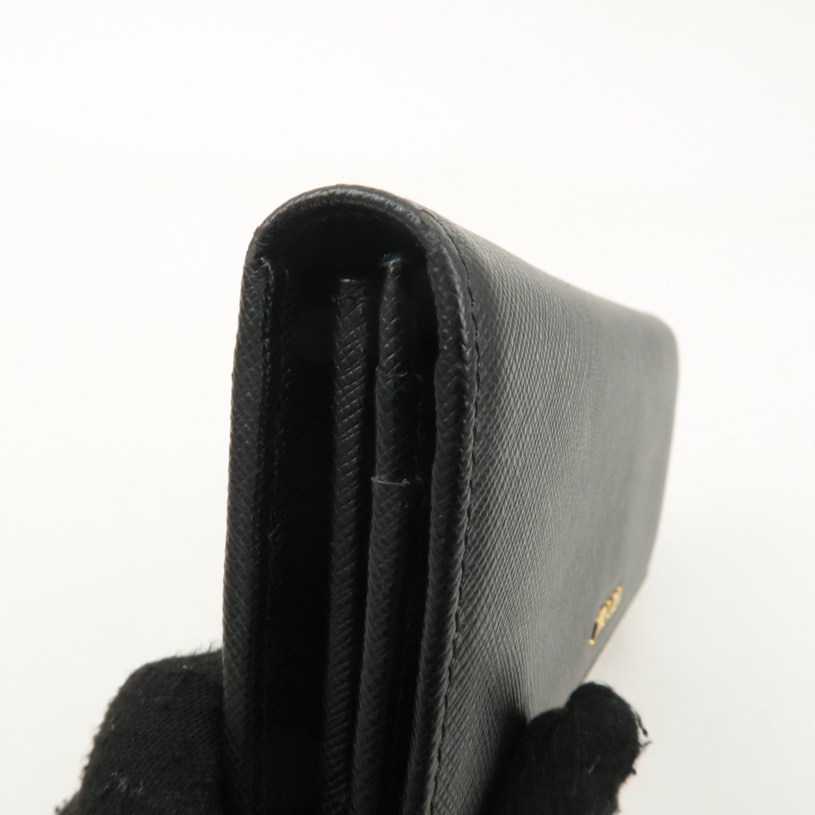 PRADA Saffiano Leather Bi-fold Long Wallet Black 1MH132