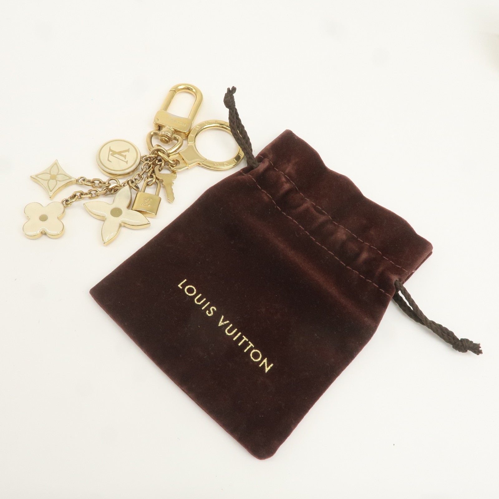 Louis Vuitton Porte Cles Pampille Bag Charm Gold Ivory M91927