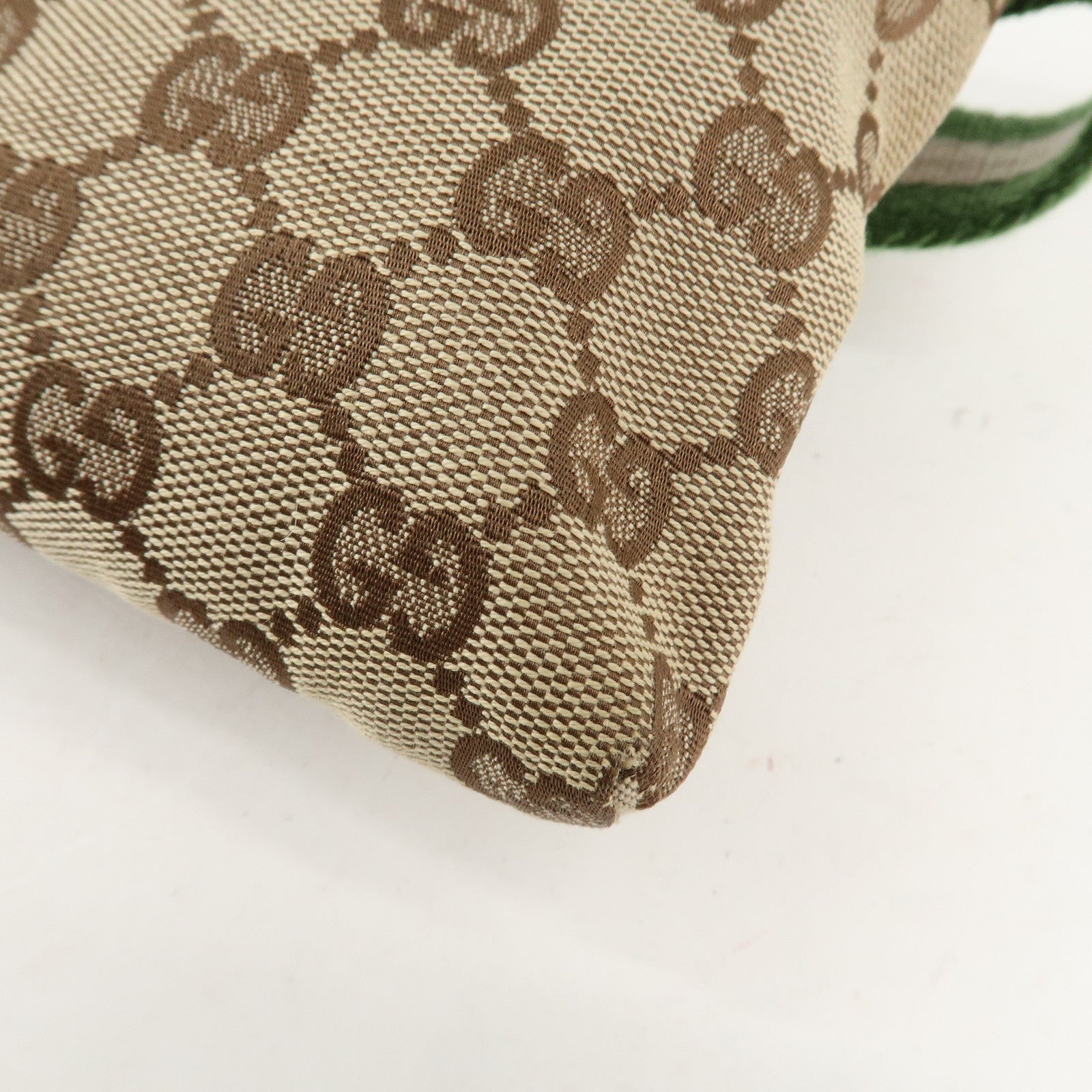 GUCCI GG Canvas Leather Waist Bag Waist Pouch Beige Green 28566 Used