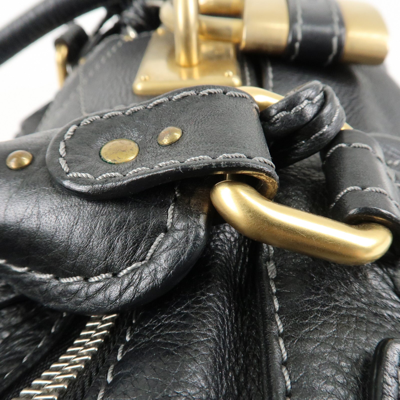 Chloe Paddington Leather Hand Bag Shoulder Bag Black Used