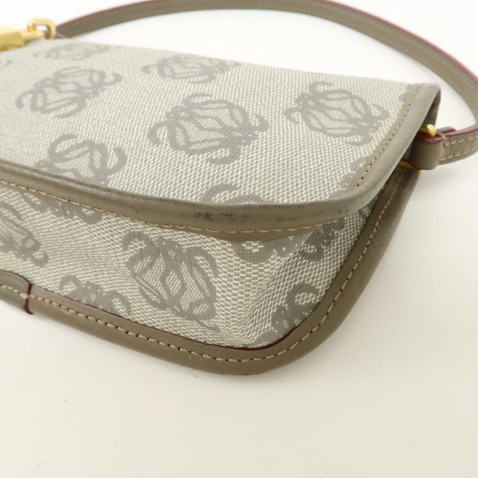 LOEWE Anaglam PVC Leather Accessory Pouch Hand Bag Gray