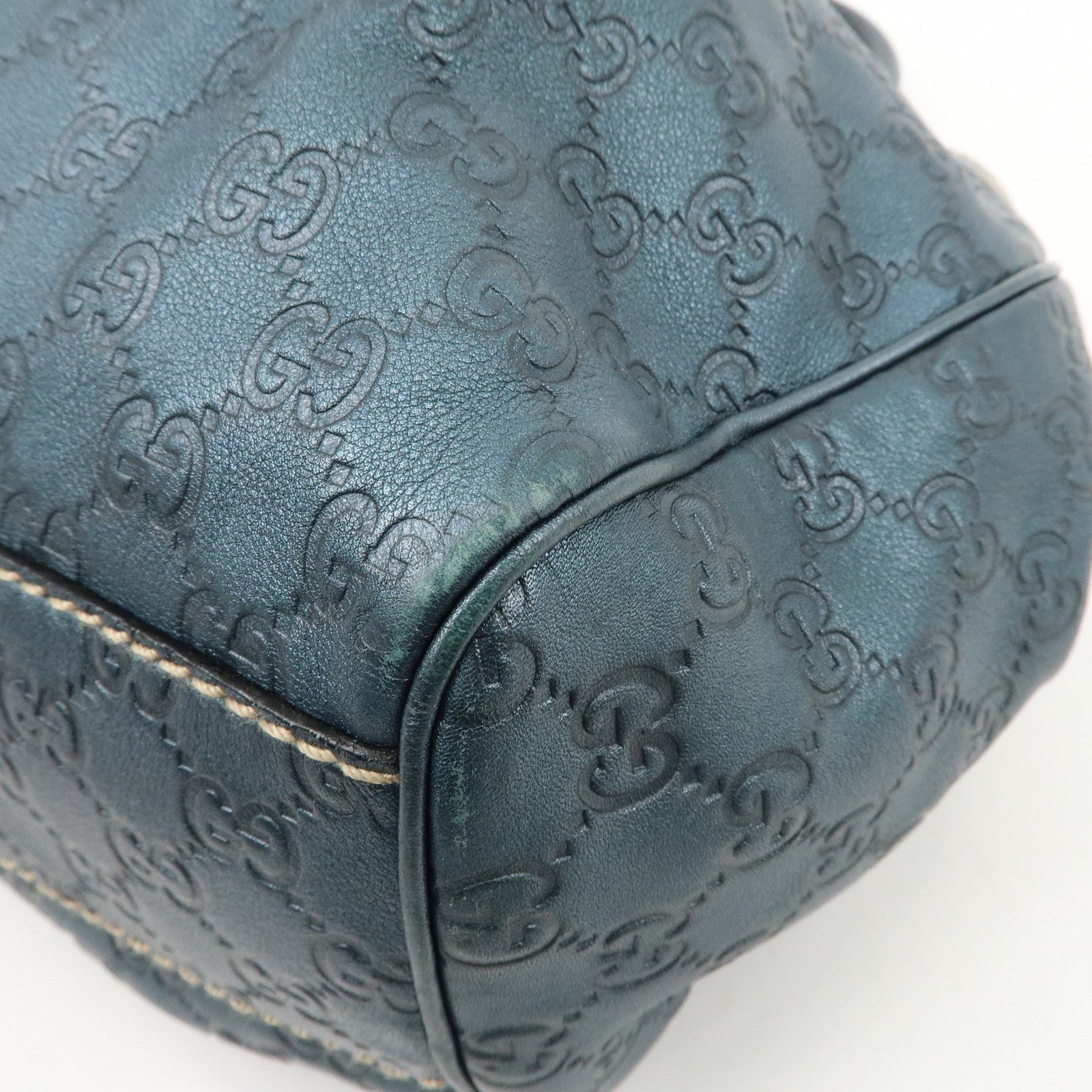 GUCCI Sukey Guccissima Leather Handbag Pearl Blue 211944 Used