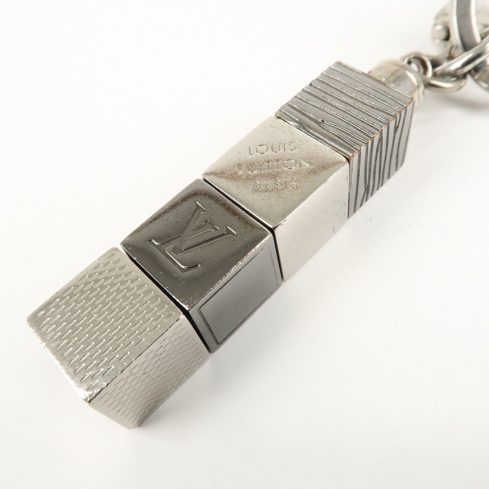 Louis Vuitton Porte Cles Cube Bag Key Charm Silver Gray M67142 Used