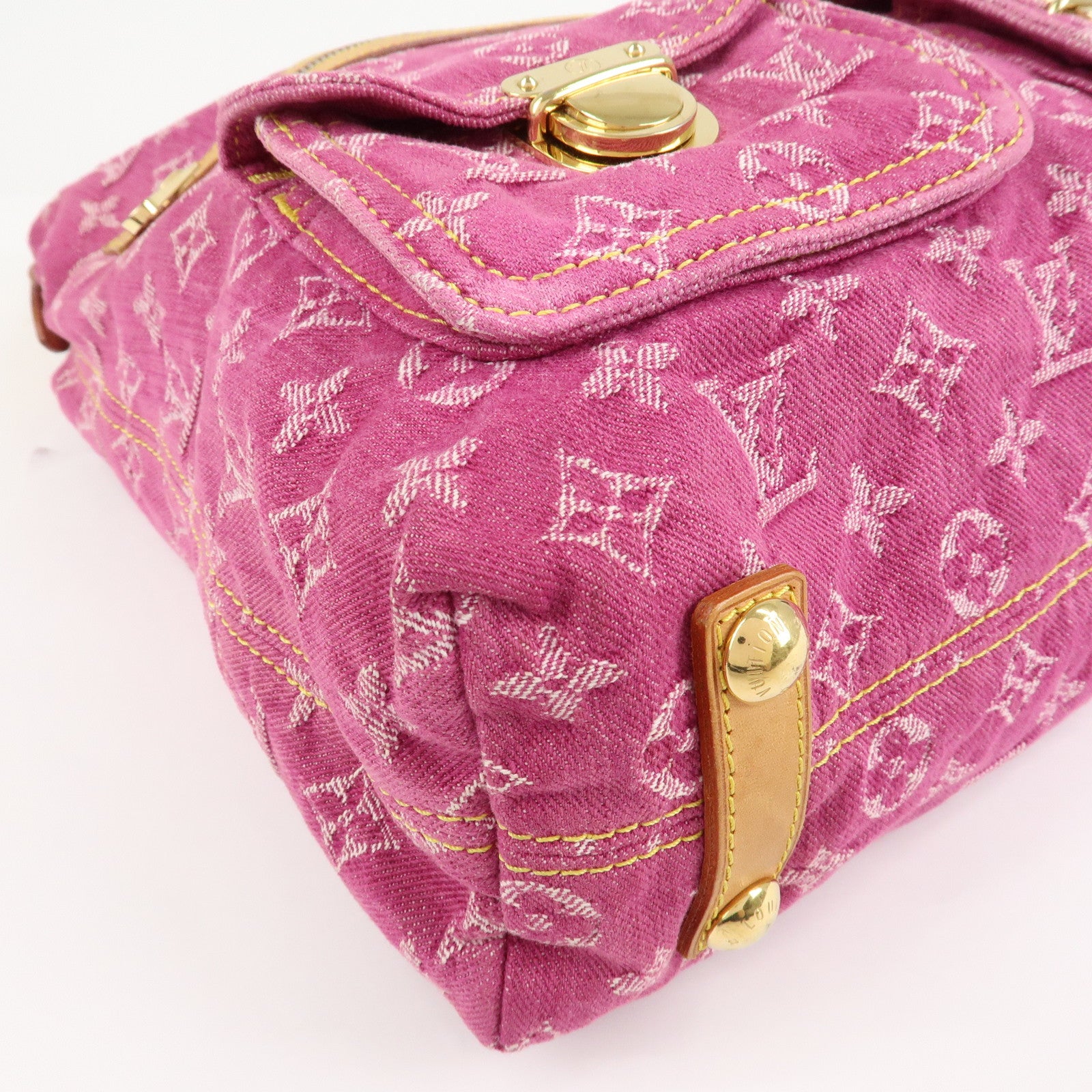 Louis Vuitton Monogram Denim Baggy GM Shoulder Bag Fuchsia M95210 Used