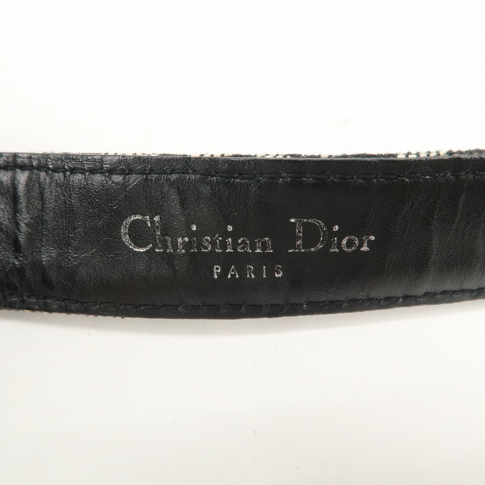 Christian Dior Trotter Canvas Leather CD Logo Belt 94cm Black Used