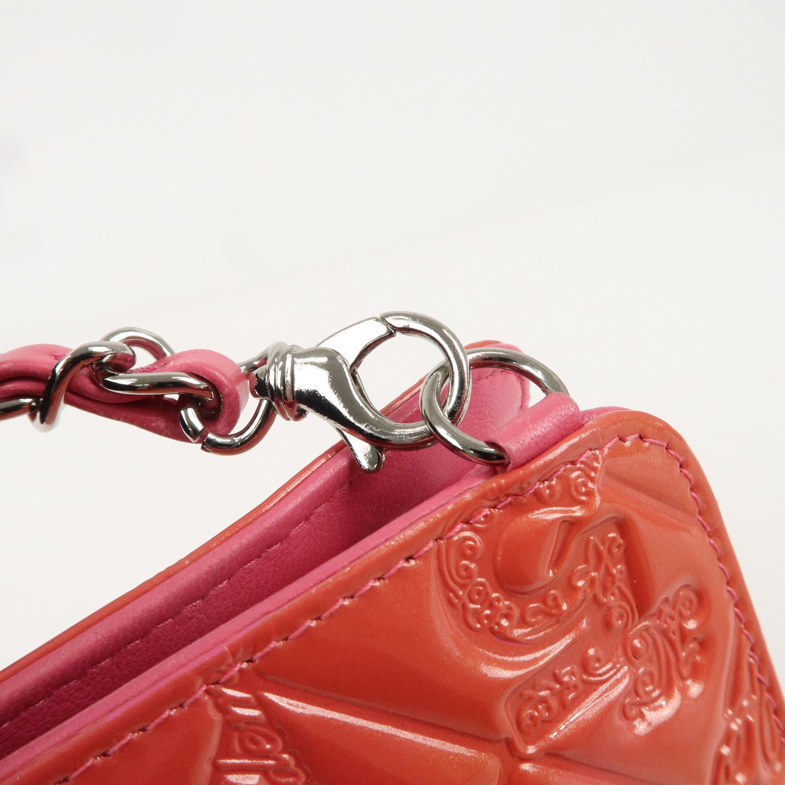 CHANEL Icon Patent Leather Chain Shoulder Bag Pink A37156