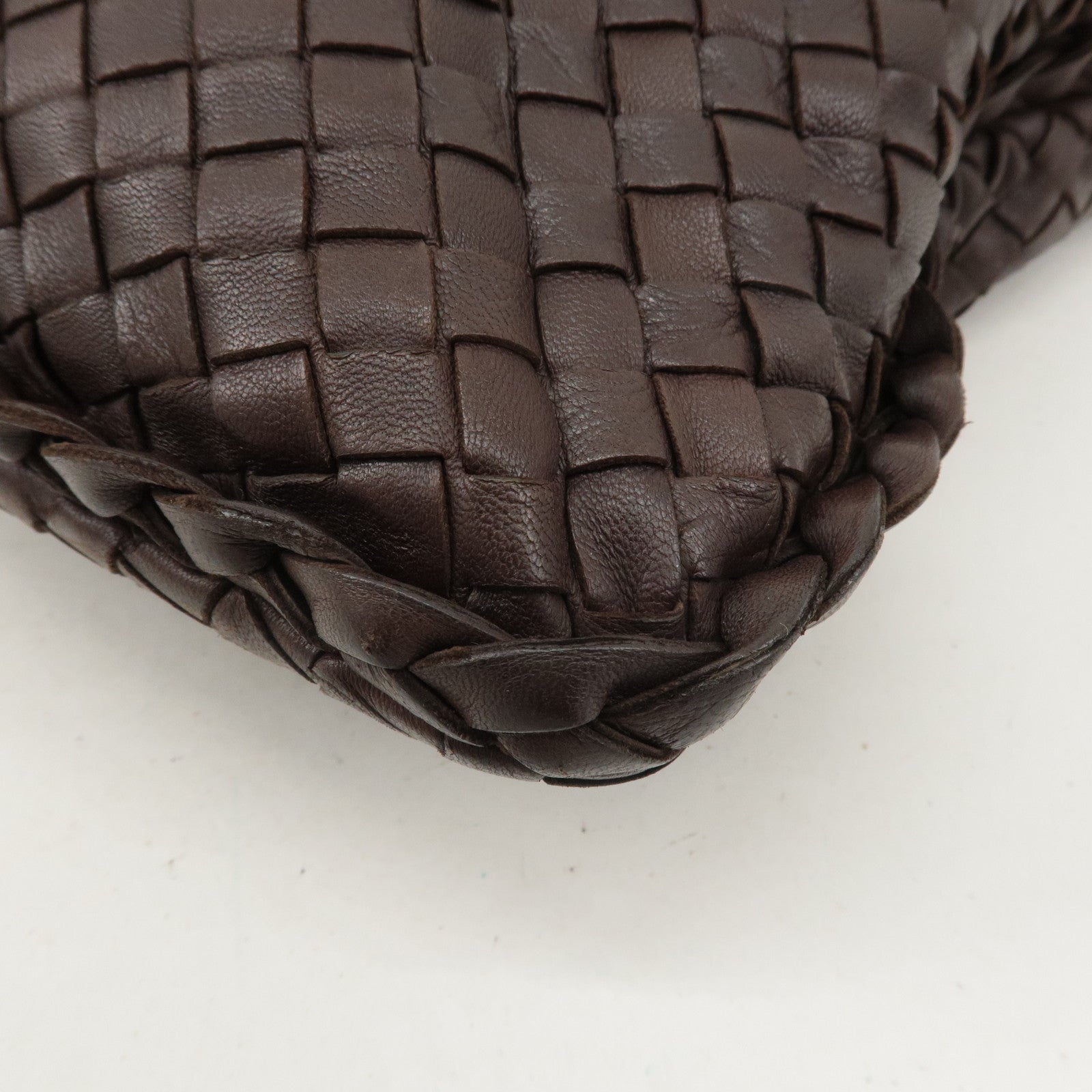 BOTTEGA VENETA Intrecciato Hobo Leather Shoulder Bag Brown 115654