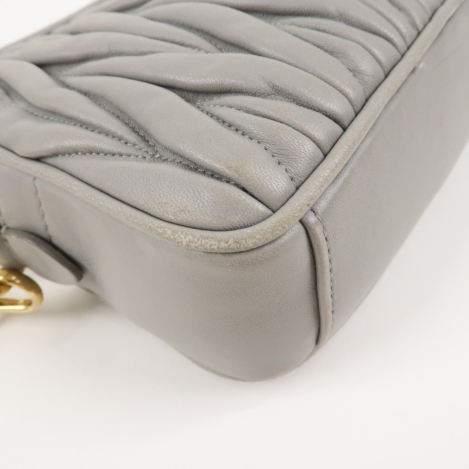 MIU MIU Matelasse Leather Chain Shoulder Bag Gray