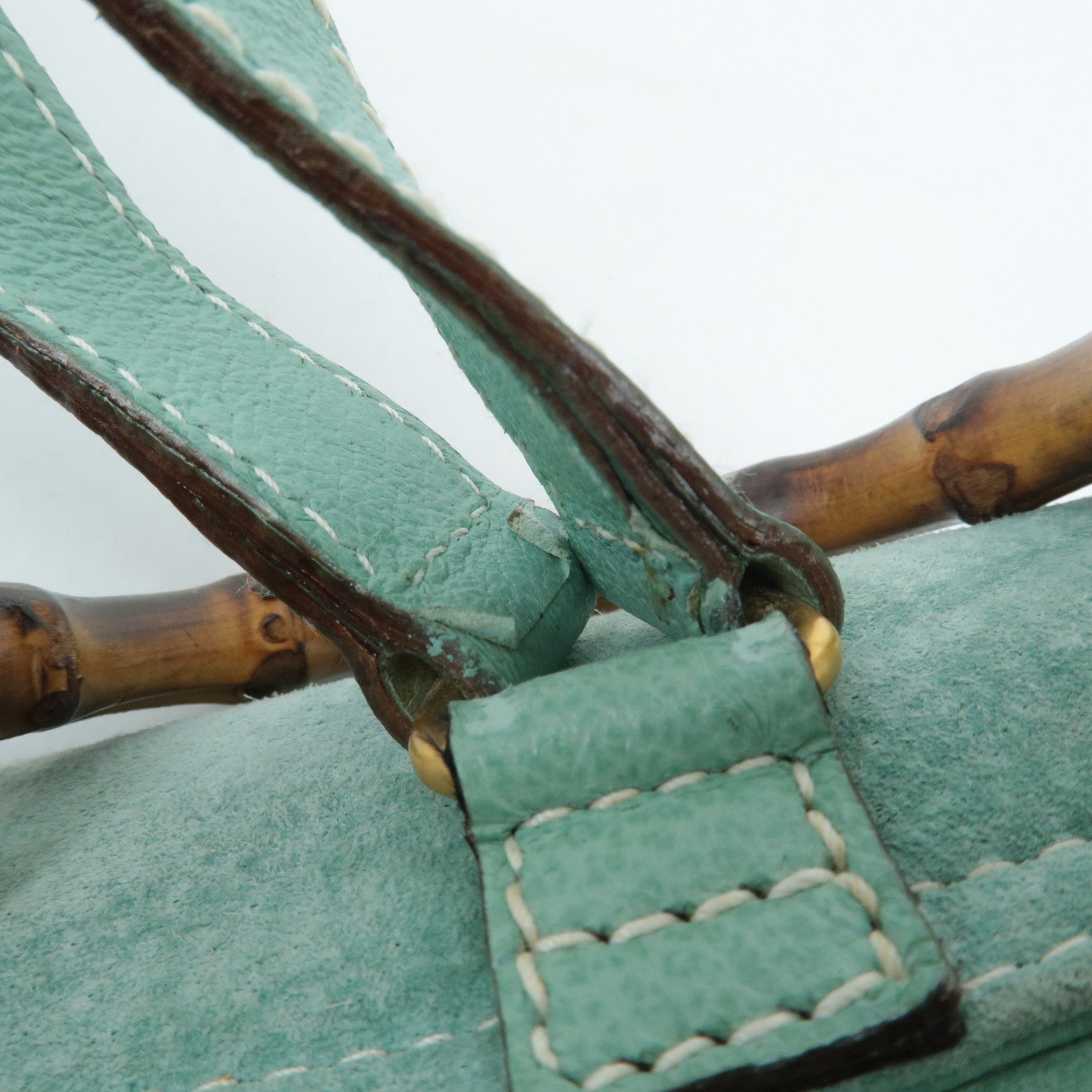 GUCCI Bamboo Suede Leather Mini Back Pack Green 003.2058.0030