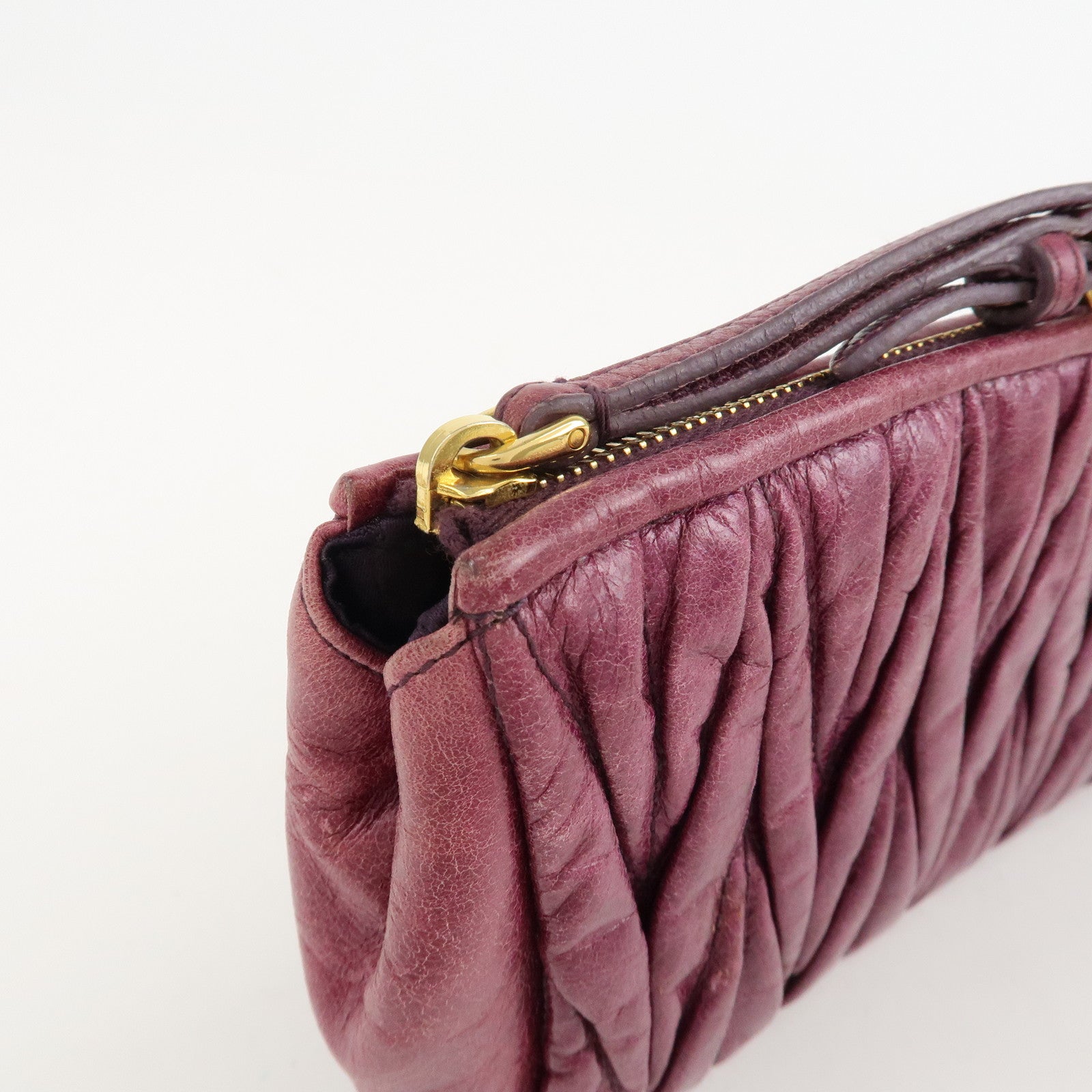 MIU MIU Matelasse Leather Pouch Clutch Bag Second Bag Purple Used