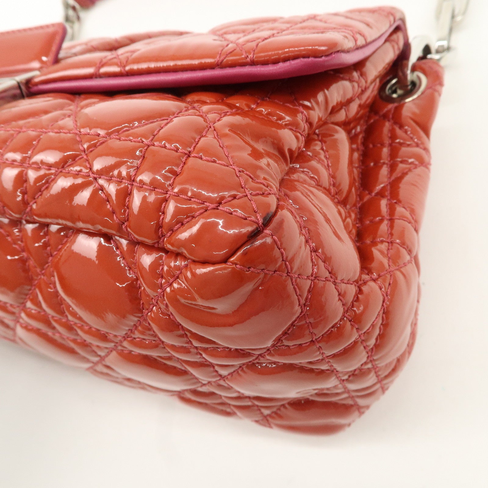 Christian Dior Cannage Patent Leather Chain Shoulder Bag