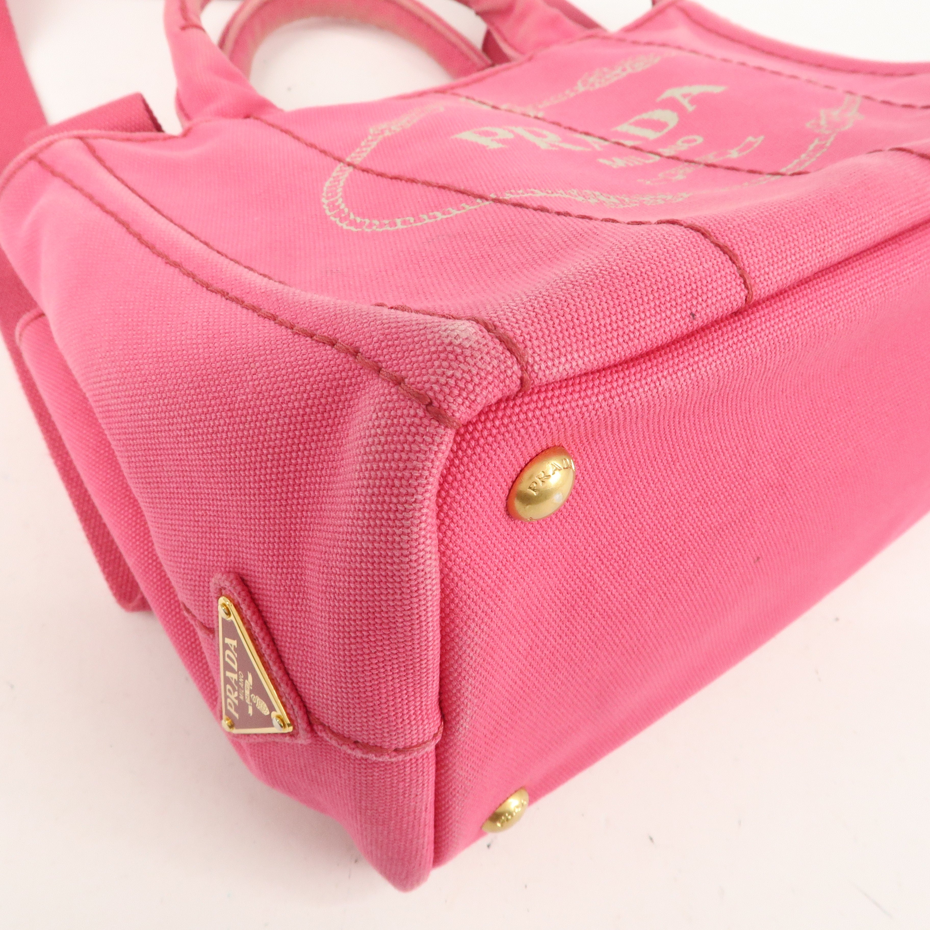 PRADA Canapa Mini Canvas 2Way Bag Hand Shoulder Bag Pink