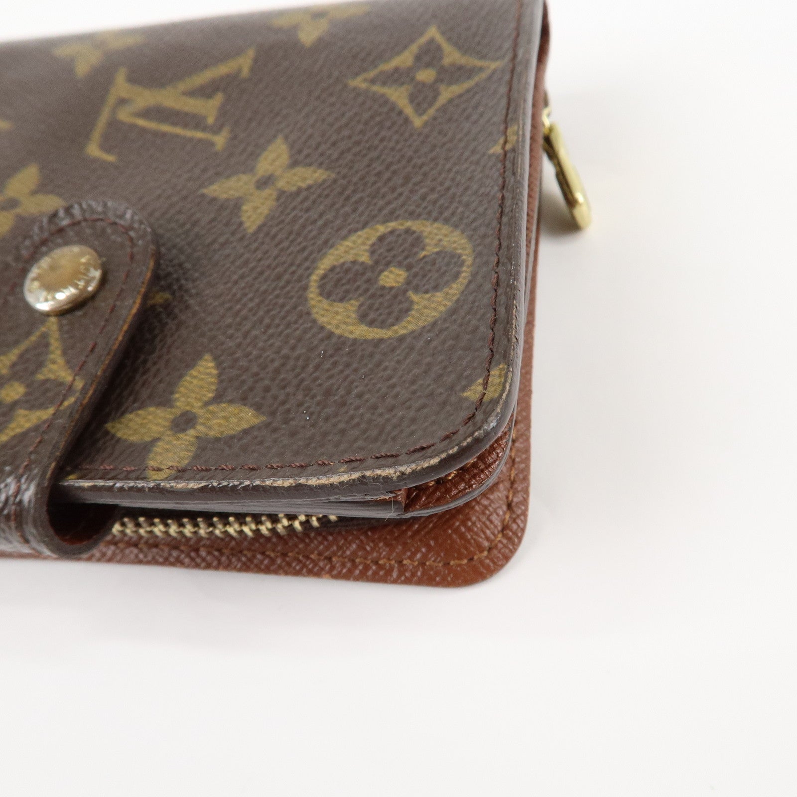 Louis Vuitton Monogram Compact Zip Small Wallet Brown M61667 Used