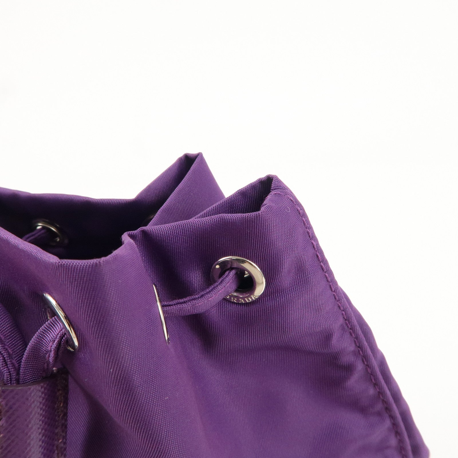 PRADA Nylon Leather Drawstring Pouch Purple 1NA369