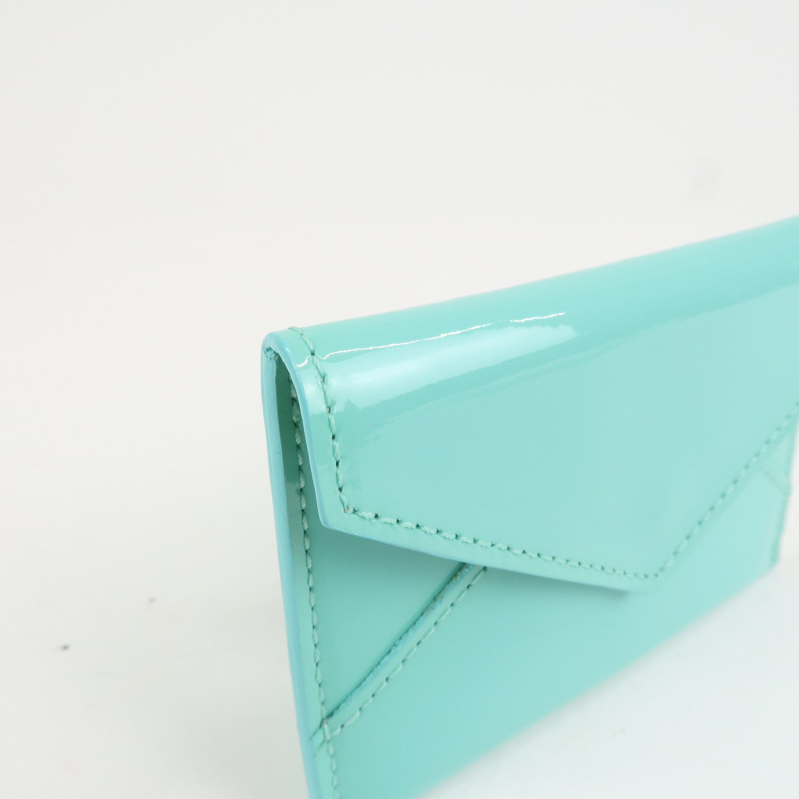 Tiffany&Co. Patent Leather Card Case Card Holder Blue Used