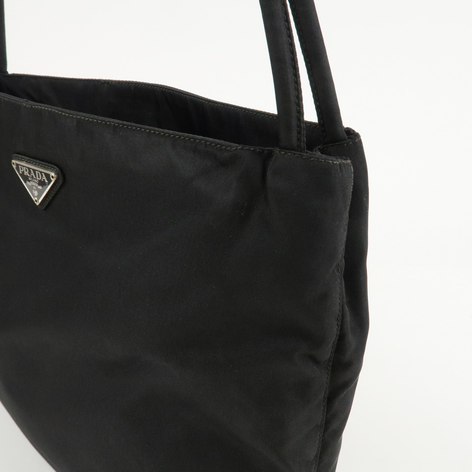 PRADA Logo Nylon Tote Bag Shoulder Bag Hand Bag Black B6242