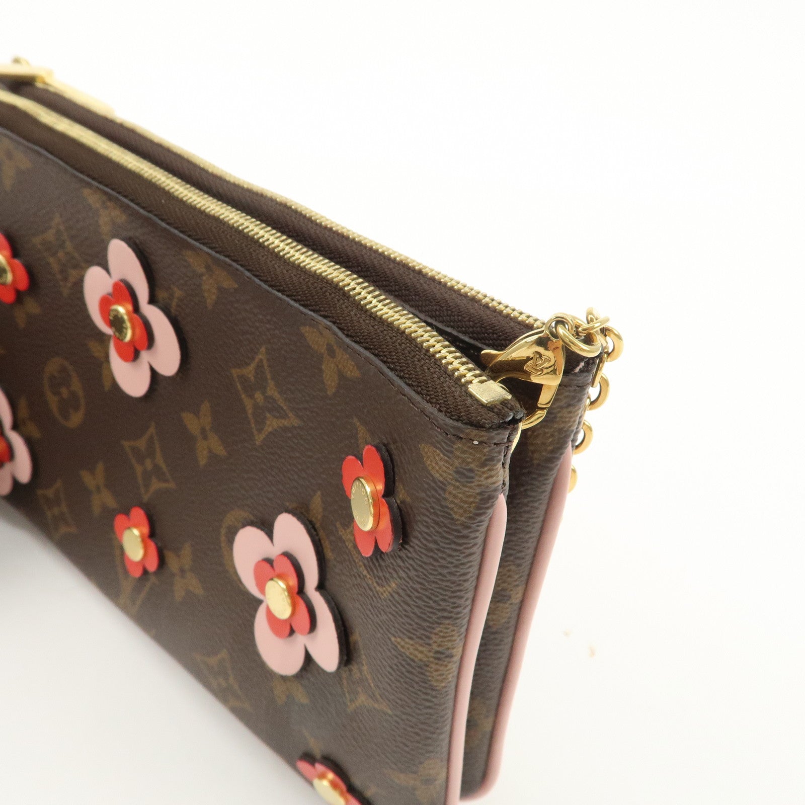 Louis Vuitton Monogram Pochette Double Zip Bag FLower M63905 Used