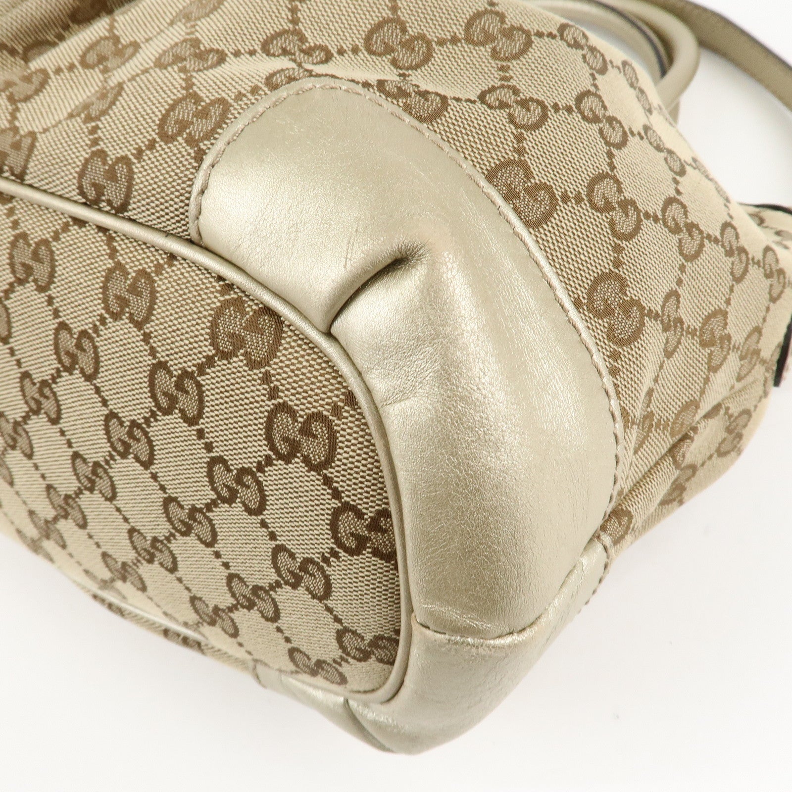 GUCCI Sukey GG Canvas Leather 2Way Shoulder Bag Beige Gold 247902 Used