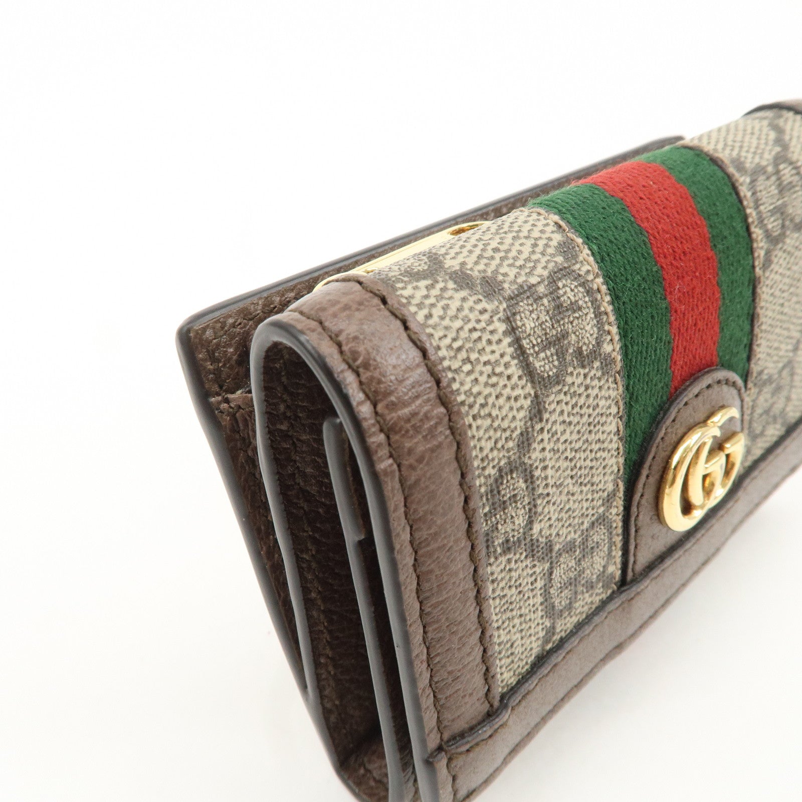 GUCCI Ophidia GG Supreme Leather Tri-Fold Compact Wallet 644334 Used