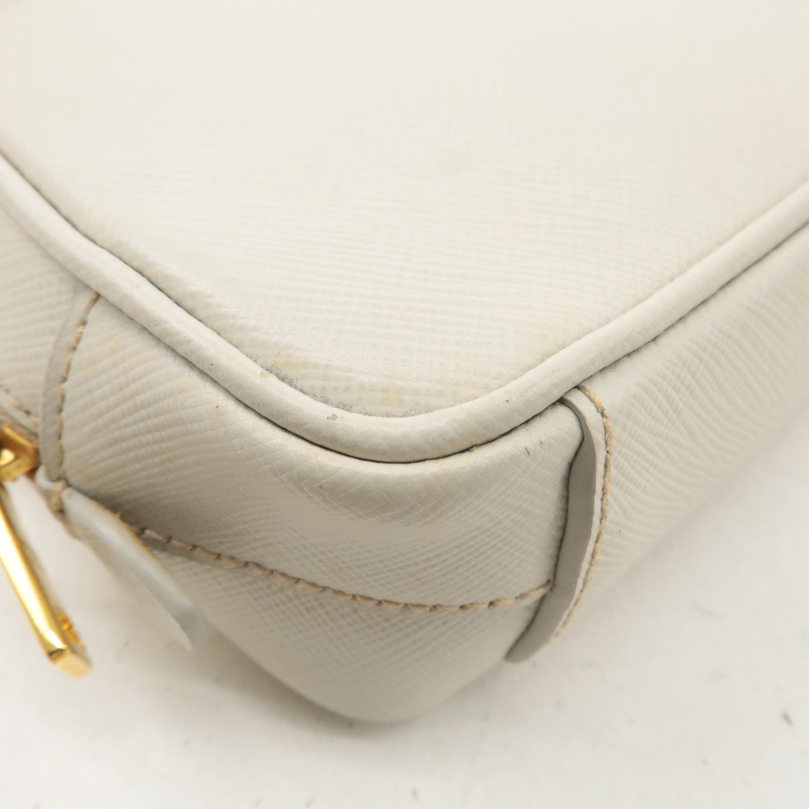 PRADA Logo Saffiano Leather Shoulder Bag Crossbody Bag White