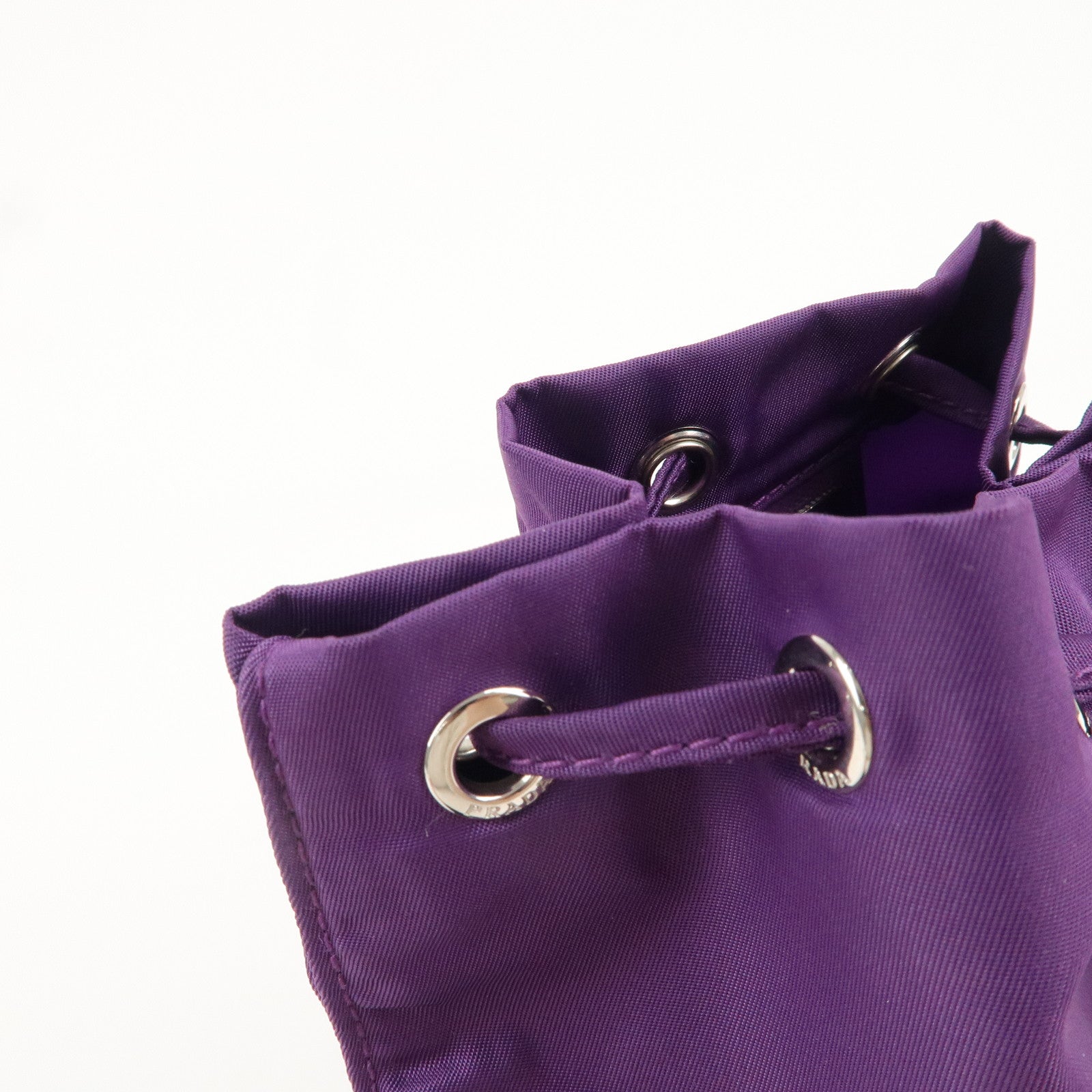 PRADA Nylon Leather Drawstring Pouch Purple 1NA369