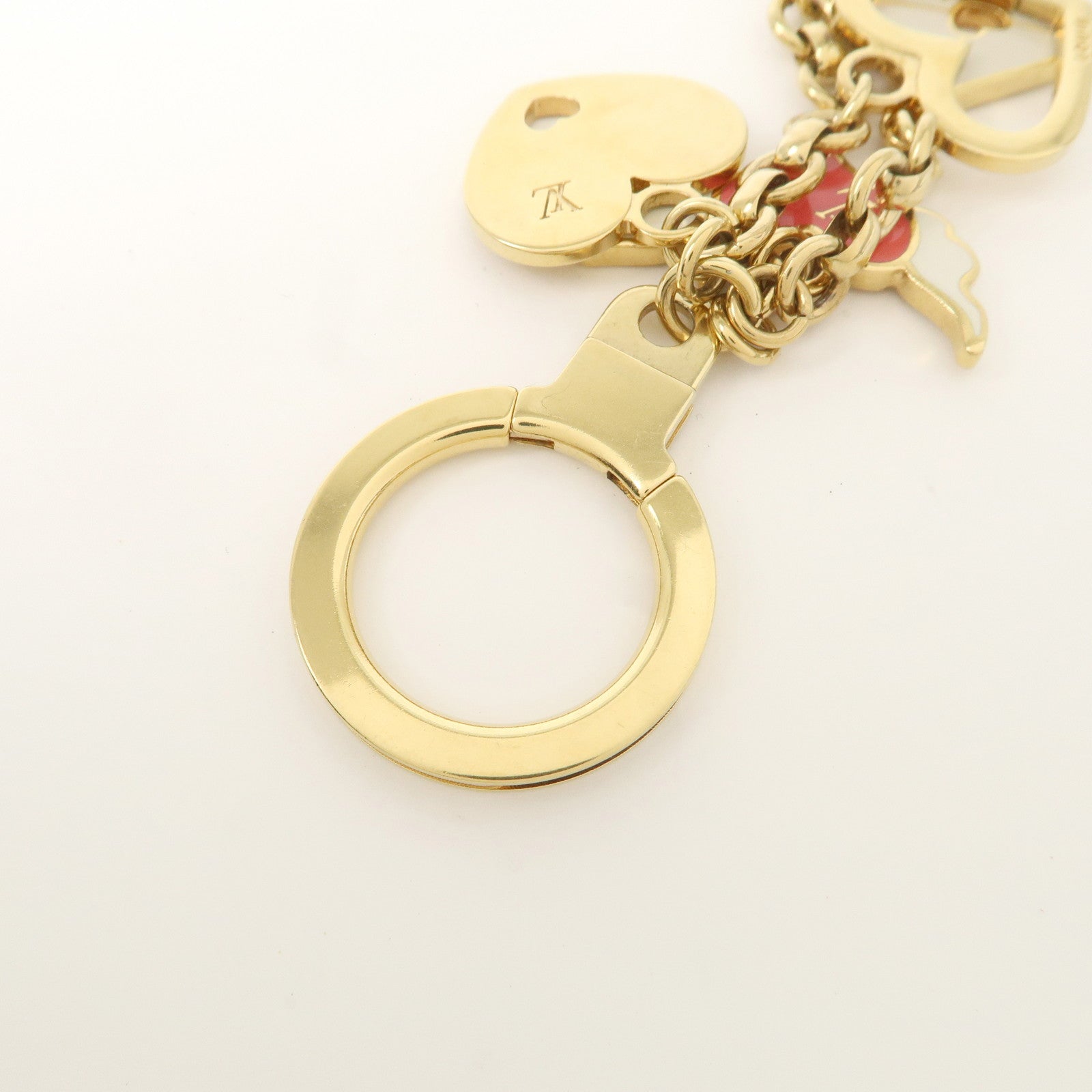 Louis Vuitton Porte Cles Message Charm Keychain Gold M66264 Used