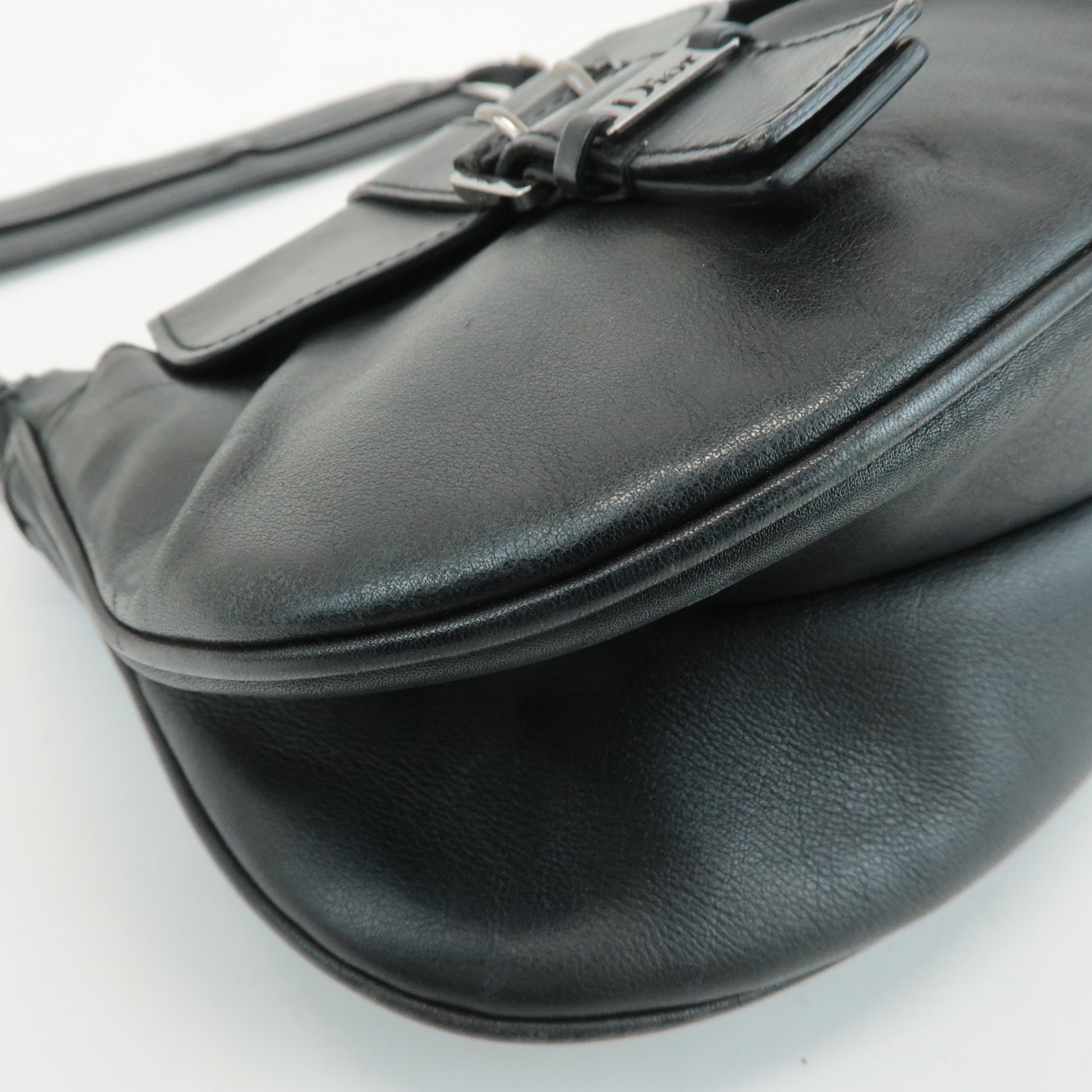 Christian Dior Leather One Shoulder Bag Hand Bag Black