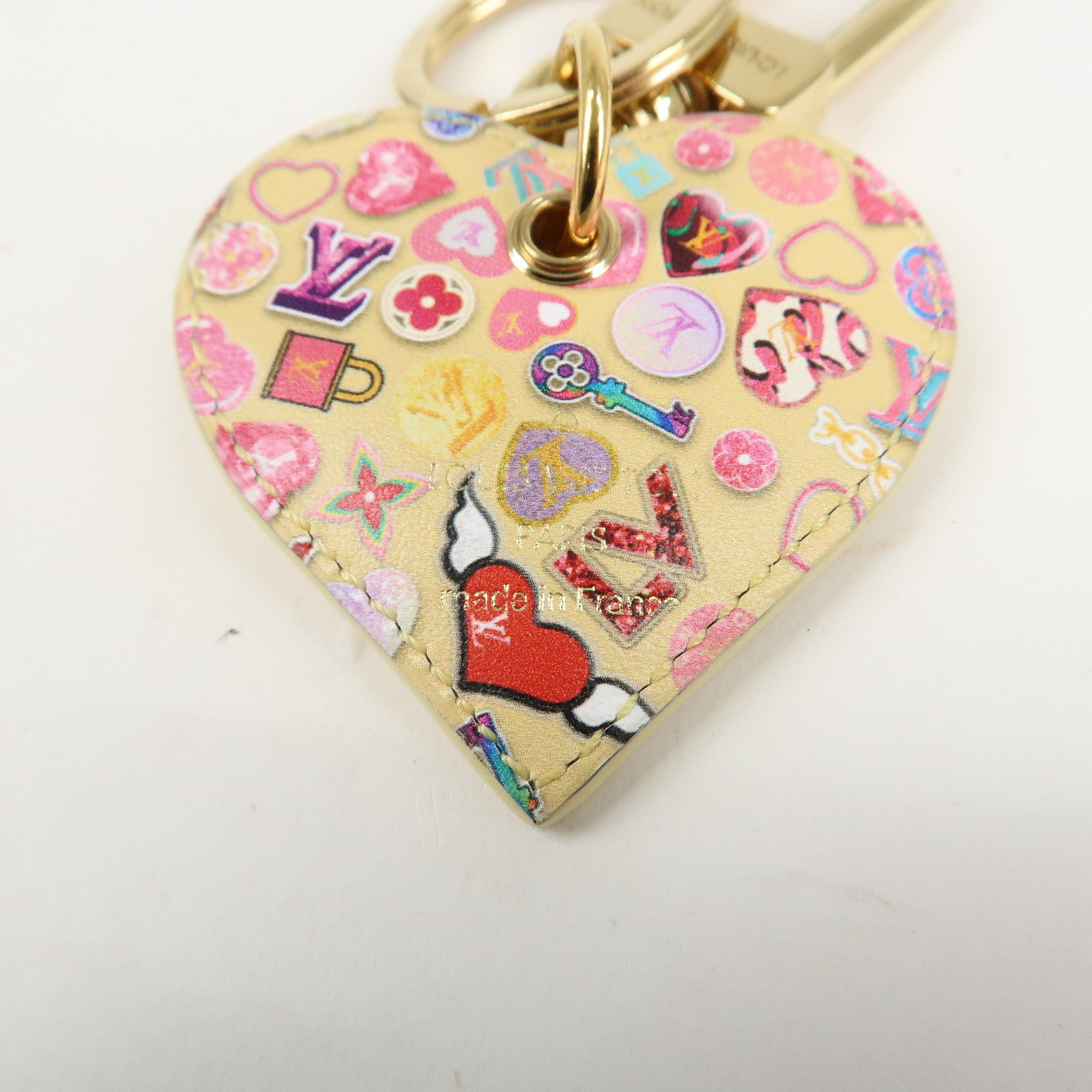 Louis Vuitton Monogram Vernis Porte Cles Lovelock Heart Charm Used