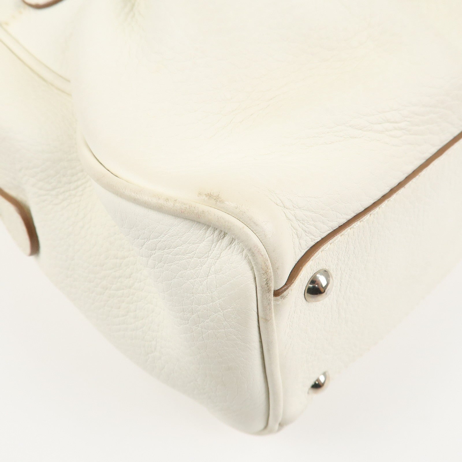 Ferragamo Gancini Leather Shoulder Bag Hand Bag White Used