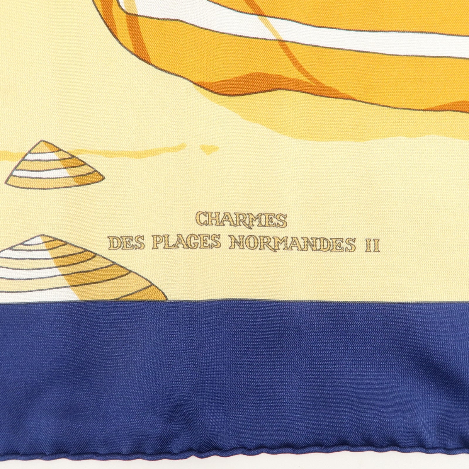 HERMES Carre 90 100% Silk Scarf CHARMES DES PLAGES NORMANDESⅡUsed F/S