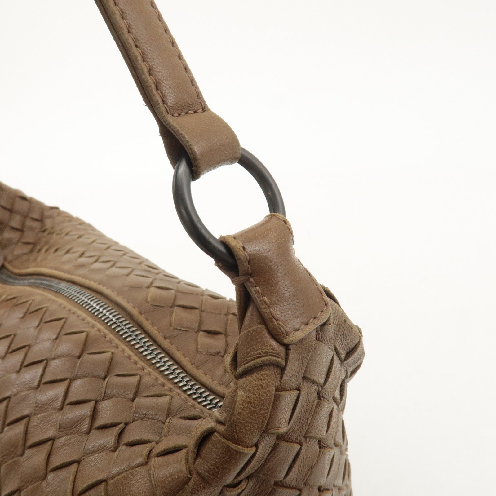 BOTTEGA VENETA Intrecciato Leather Shoulder Bag Light Brown