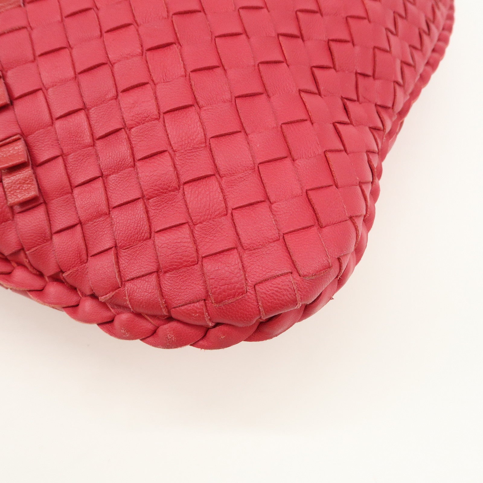 BOTTEGA VENETA Intrecciato Leather Shoulder Bag Red 115654