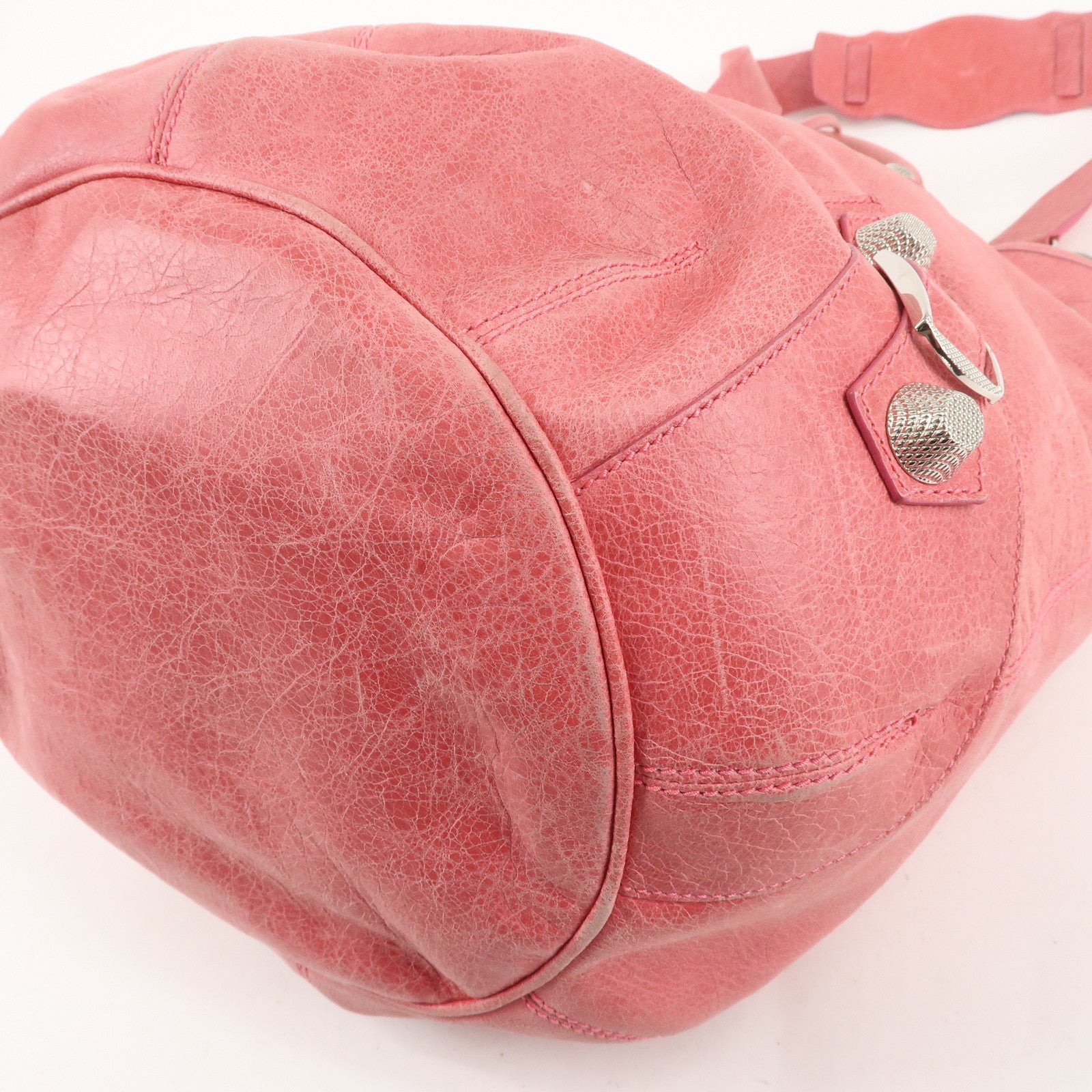 BALENCIAGA Leather Giant Pom Pom 2WAY Bag Pink 203069