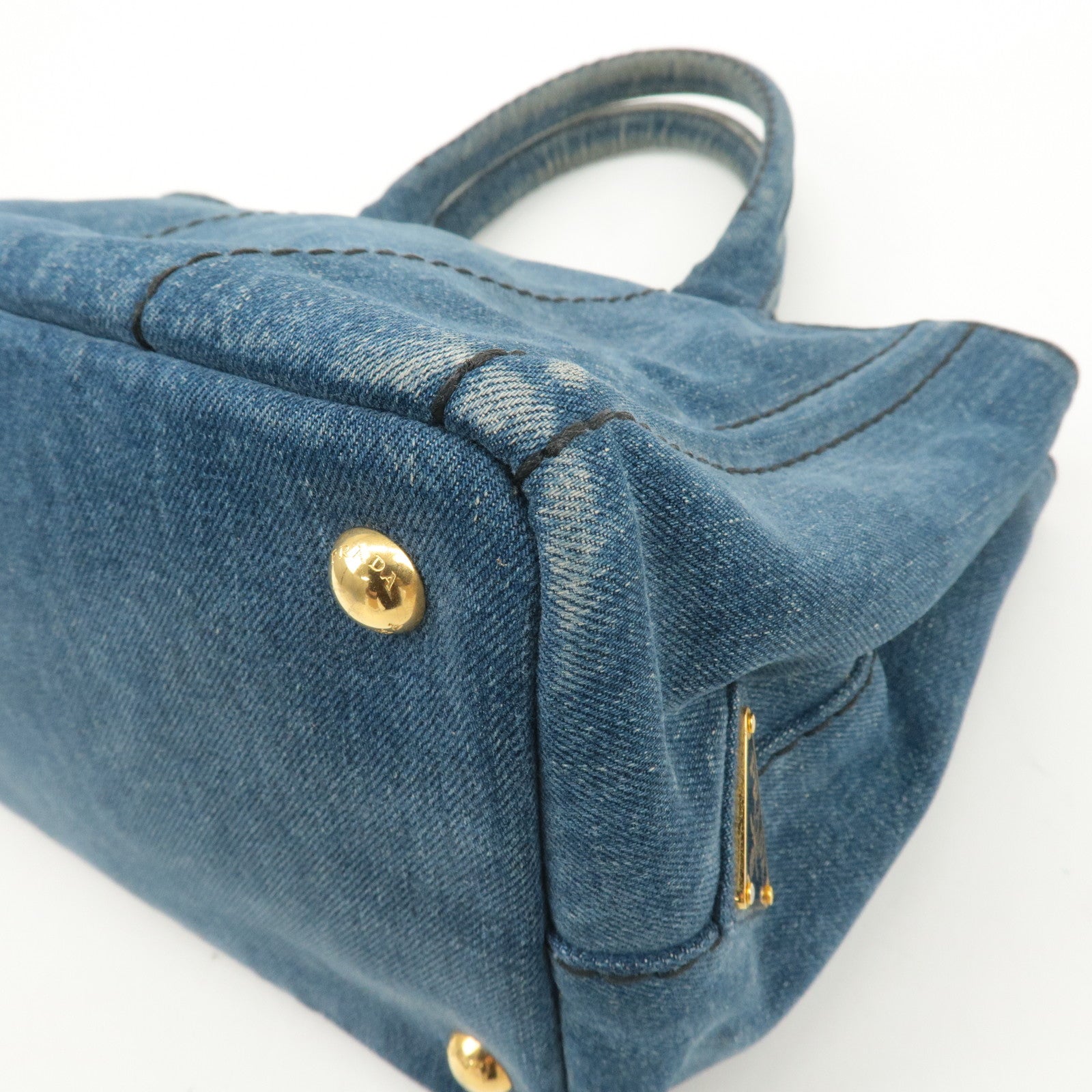 PRADA Logo Canapa Canvas 2 Way Shoulder Bag Hand Bag Denim